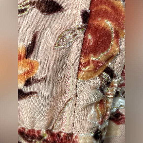 Lulus Blush Pink Burnout Velvet Floral Midi Corset Dress Women size Medium - Picture 12 of 12